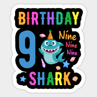 shark Birthday Nine 9 years old 9th birthday born in 2012 Sticker